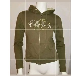 Womens Billabong Green Zip Front Hoodie Sweatshirt